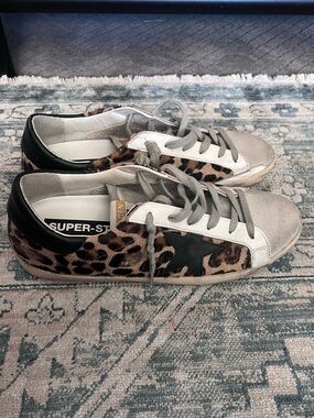 Golden Goose Super-Star Leopard Print Leather & Suede Sneakers